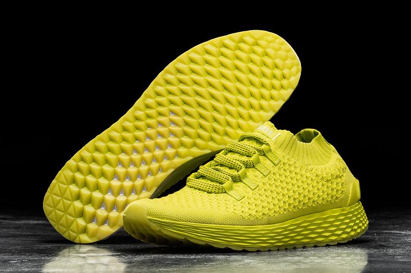 Yellow Nobull Neon Lime Knit Runner Men's Running Shoes | CA Z1174U